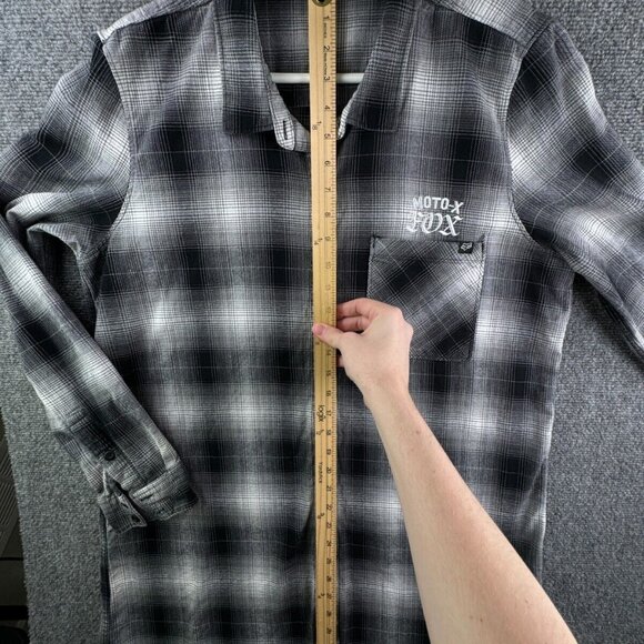 Fox Racing Button Up Shirt Women Black White Plaid Flannel Long Sleeve XL Ladies - Picture 14 of 16